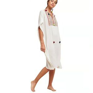 aqua ruched top midi dress Aqua Linen Azura Midi Dress